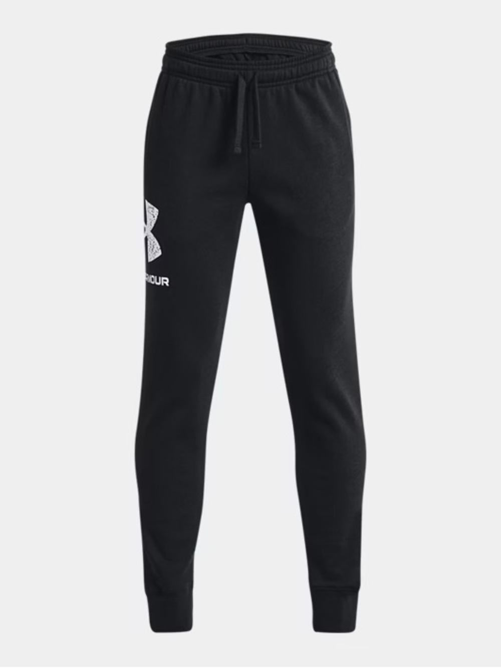 Under Armour UA Rival Fleece Black White Big Logo Joggers Sweatpants Size L 14
